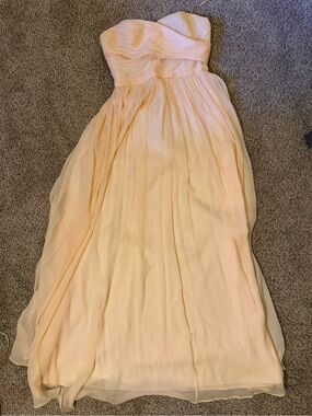 Strapless Peach Evening Gown — J Crew Bridal